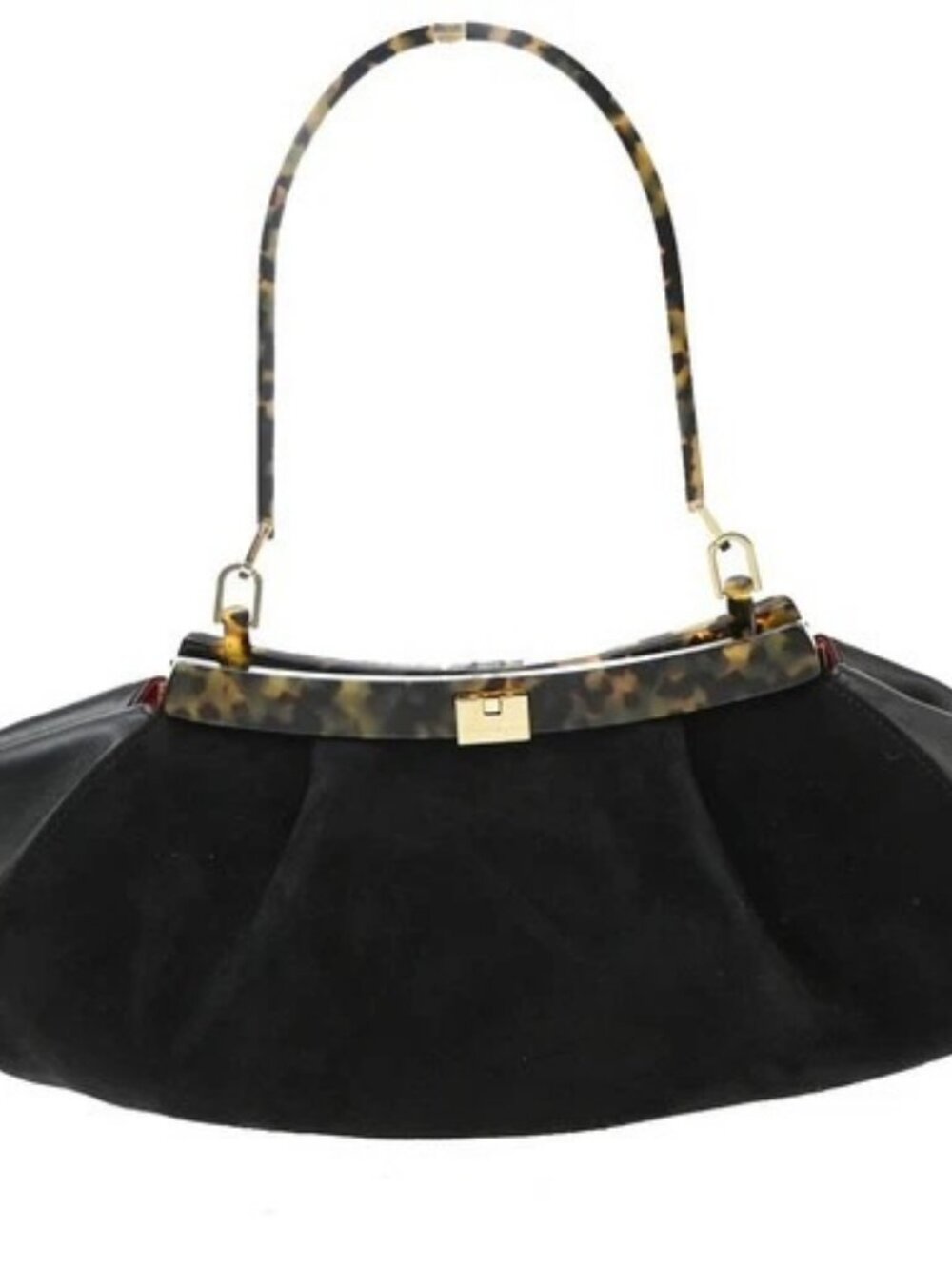 SALVATORE FERRAGAMO Logo Shoulder Hand Bag Suede Leather Black Brown 02MA754